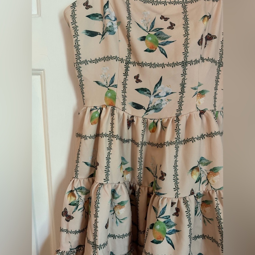 NWT CIDER BUTTERFLY & FRUIT PATTERN RUFFLE LAYER CAMI DRESS - Size Small SKU:363 - Picture 7 of 9